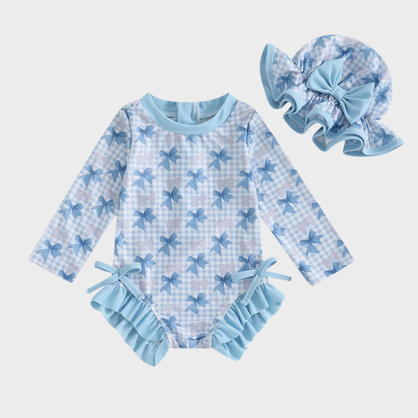 Maillot de bain rashguard à carreaux avec nœud