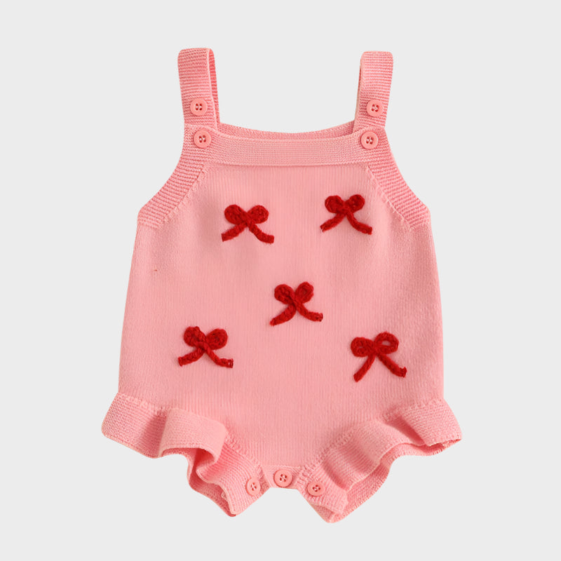 Sleeveless Bow Embroidery Knit