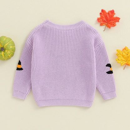 Halloween Embroidery Knitted Sweater
