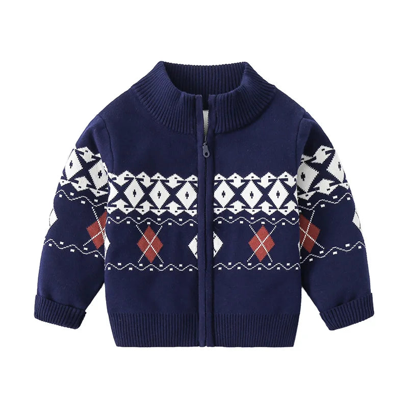 Workmanship™ Geometric Stripe Long Sleeve Sweater with Zipper