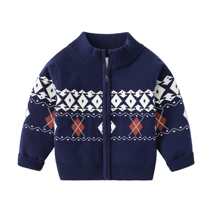 Workmanship™ Geometric Stripe Long Sleeve Sweater with Zipper