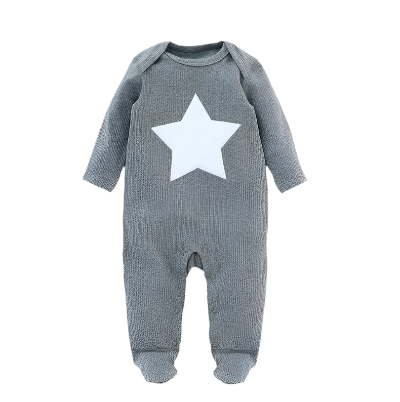 Long Sleeve Cotton Star Jumpsuit Footies Overall