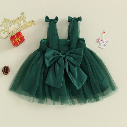 Strap Bow Christmas Tutu Sun Dress