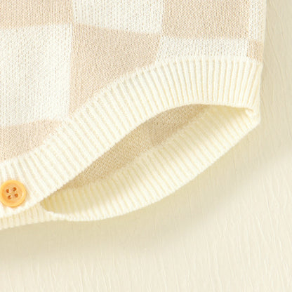 Checkered Knitted Sunsuit Top