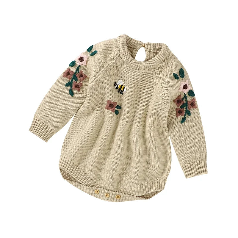 Autumn Knitted Embroidered Bodysuit