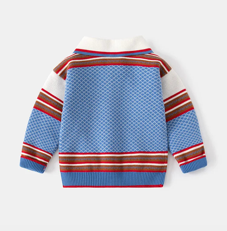 Collar Striped Long Sleeve Sweater