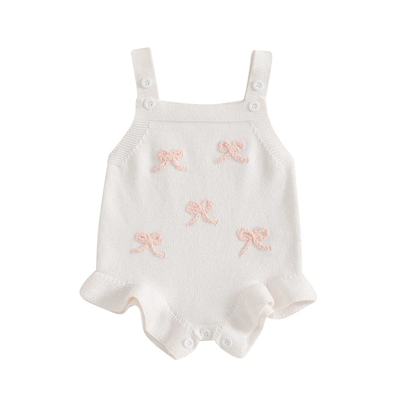 Sleeveless Bow Embroidery Knit