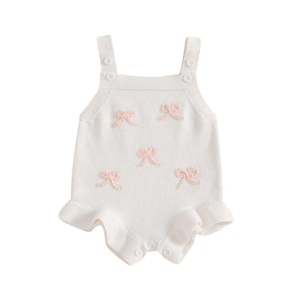 Sleeveless Bow Embroidery Knit