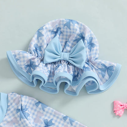 Maillot de bain rashguard à carreaux avec nœud