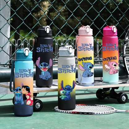 Bouteille d'eau en plastique Disney Lilo Stitch de 750 ml avec paille