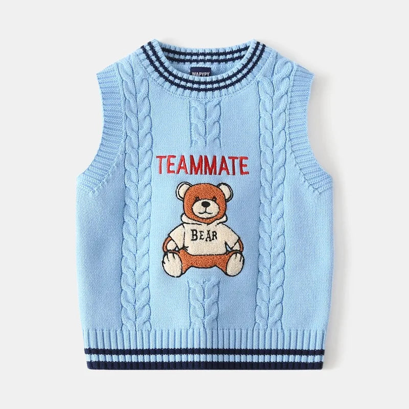Gilet en tricot brodé dessin animé WAPYPY™ Pulls sans manches