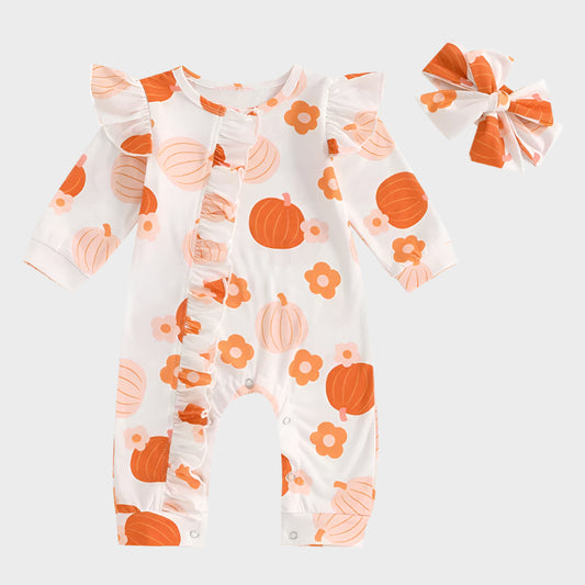 Pumpkin Long Sleeve Floral Suit