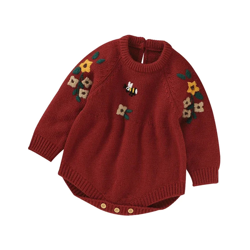 Autumn Knitted Embroidered Bodysuit