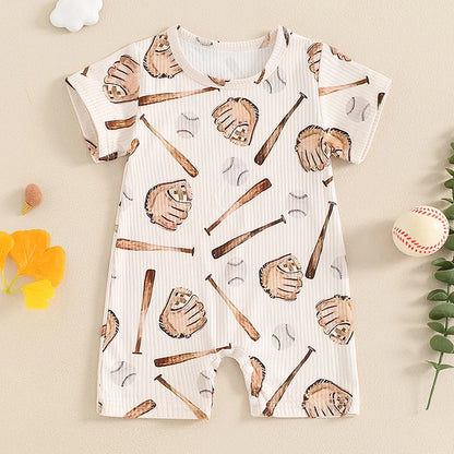 Baseball Short Sleeve Romper