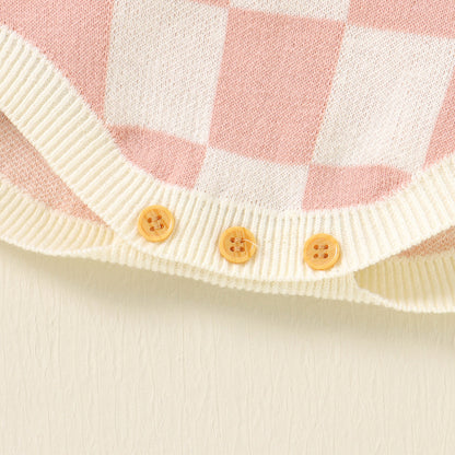 Checkered Knitted Sunsuit Top