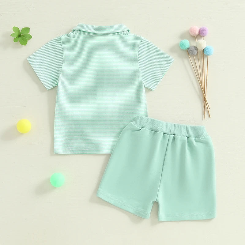 Summer Outfits Golf Embroidered Stripe Outfit