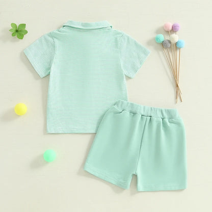 Summer Outfits Golf Embroidered Stripe Outfit