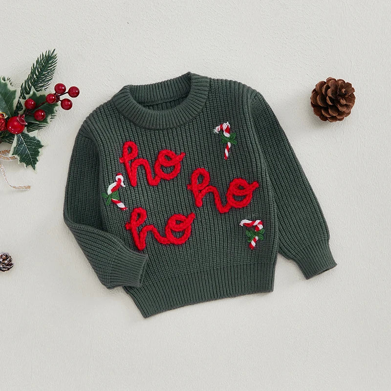 Embroidery Christmas Sweaters Long Sleeve O Neck