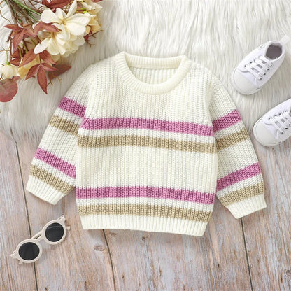 Baby Embroidery Knitted Stripe Sweater