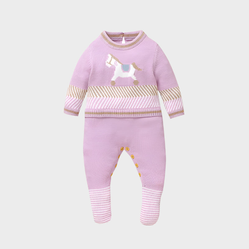 Striped Horse Knitted Jumpsuit