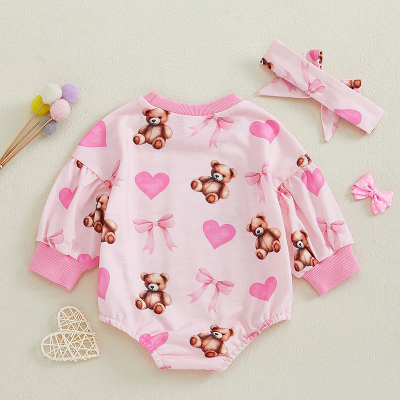 Body à manches longues avec bandeau et motif ours de dessin animé 