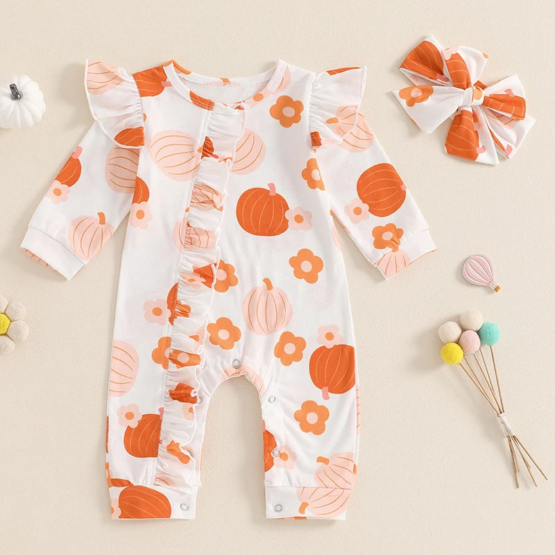 Pumpkin Long Sleeve Floral Suit