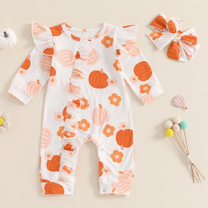 Pumpkin Long Sleeve Floral Suit