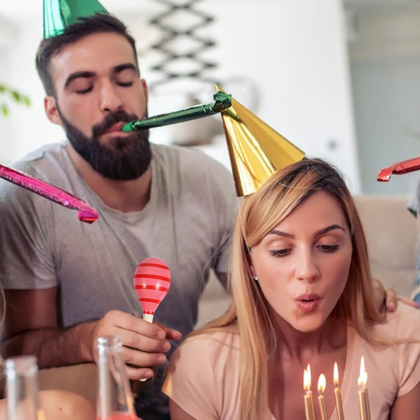 2 Pieces Wooden Hammer Maraca Shaker