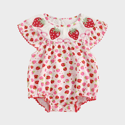 Fly Sleeve Ruffle Watermelon Rompers