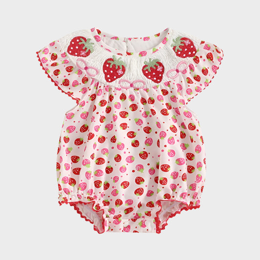 Fly Sleeve Ruffle Watermelon Rompers