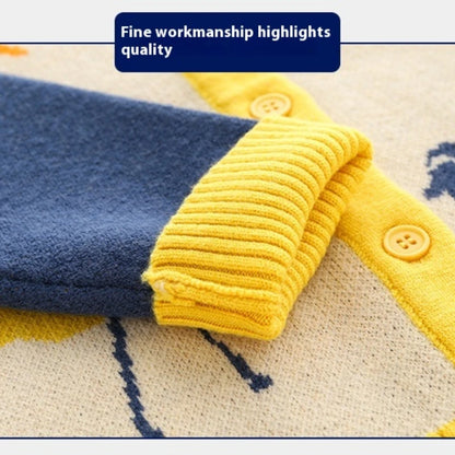 Pull à manches longues Workmanship™ Cartoon à col en V avec bouton