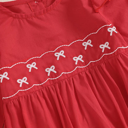 Embroidered Long Sleeve Plaid Romper