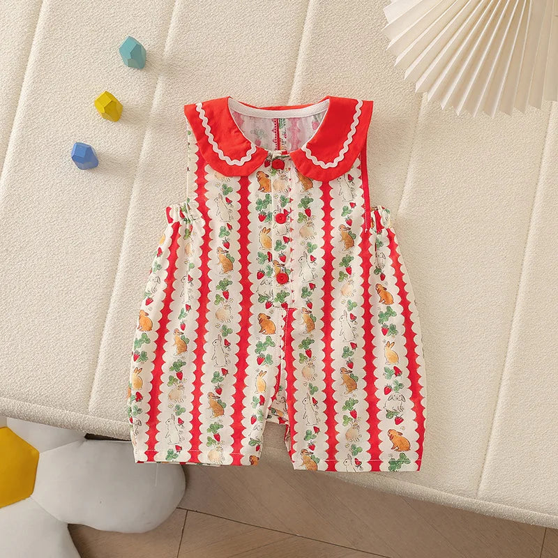 Romper with Rabbit Doll Collar