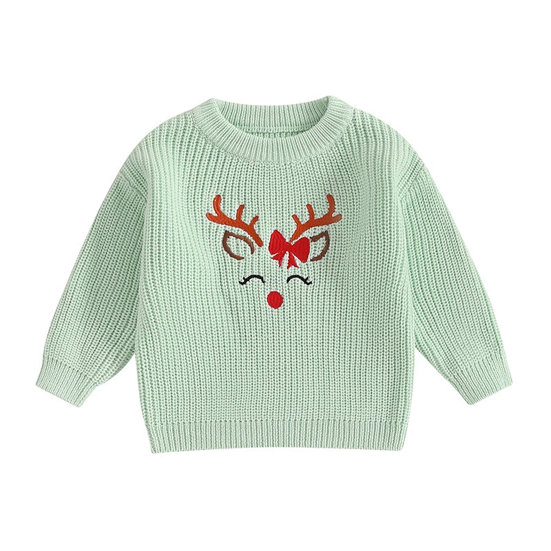 Pull de Noël brodé à manches longues avec motif renne™