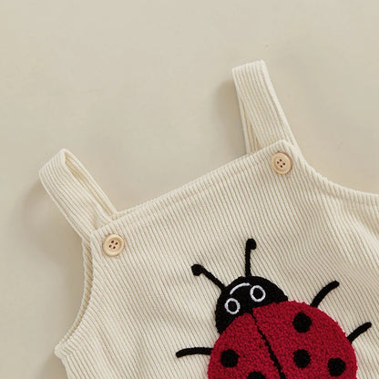 Sleeveless Embroidery Ladybug Bee Fruit