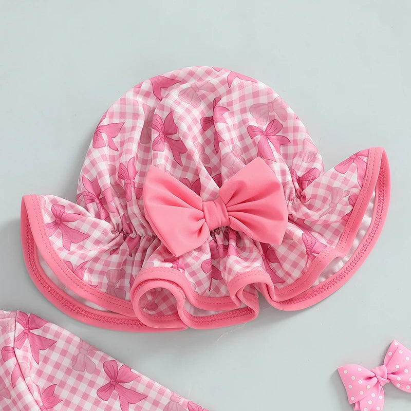 Maillot de bain rashguard à carreaux avec nœud