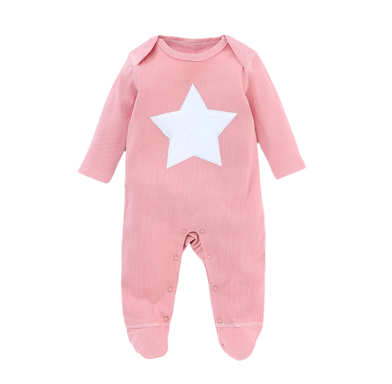 Long Sleeve Cotton Star Jumpsuit Footies Overall