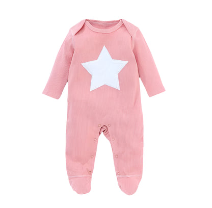 Long Sleeve Cotton Star Jumpsuit Footies Overall