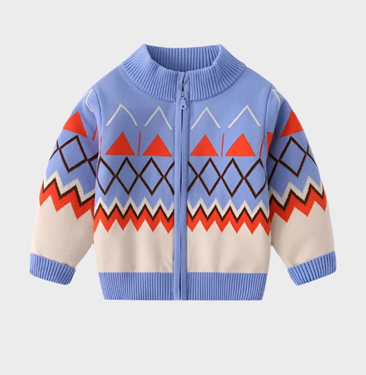 Workmanship™ Geometric Stripe Long Sleeve Sweater with Zipper