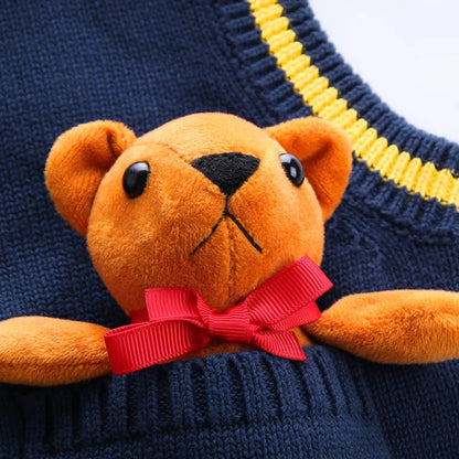 Pull sans manches pour bébé d'automne avec ours