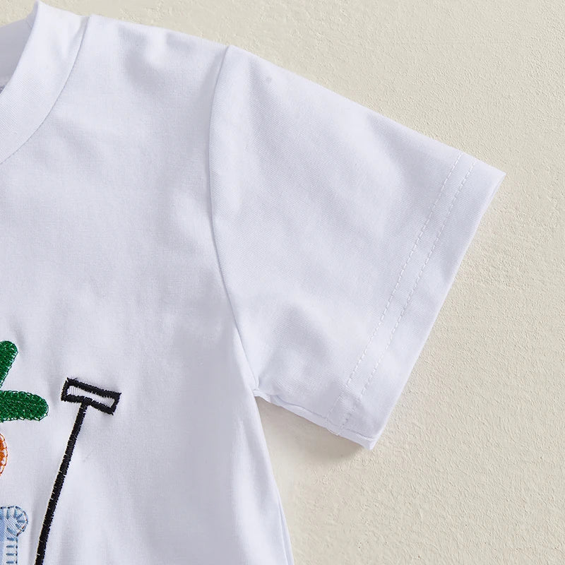 2 Piece Set Easter Outfit Carrot Cart Embroidery Full Suit