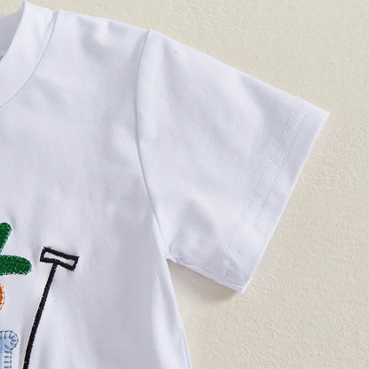 2 Piece Set Easter Outfit Carrot Cart Embroidery Full Suit