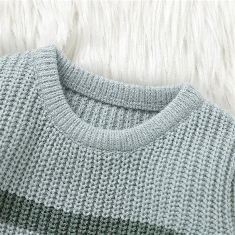 Baby Embroidery Knitted Stripe Sweater