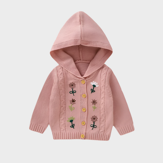 Floral Hooded Knitted Sweater