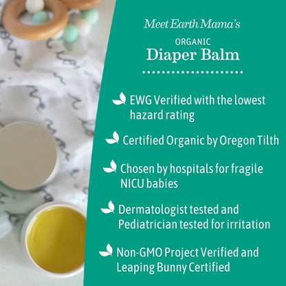 (2 Pack)  Organic Diaper Balm, Diaper Cream for Newborns, Infants, & Toddlers, 2 Fl Oz.