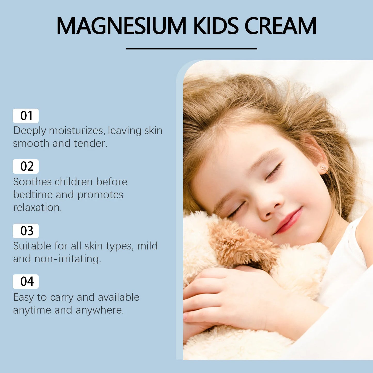 Magnesium Body Lotion Relieve Muscle Pain Anxiety Smoothing Softening Nourishing Relaxation Better Sleep Quality Kids Care Cream