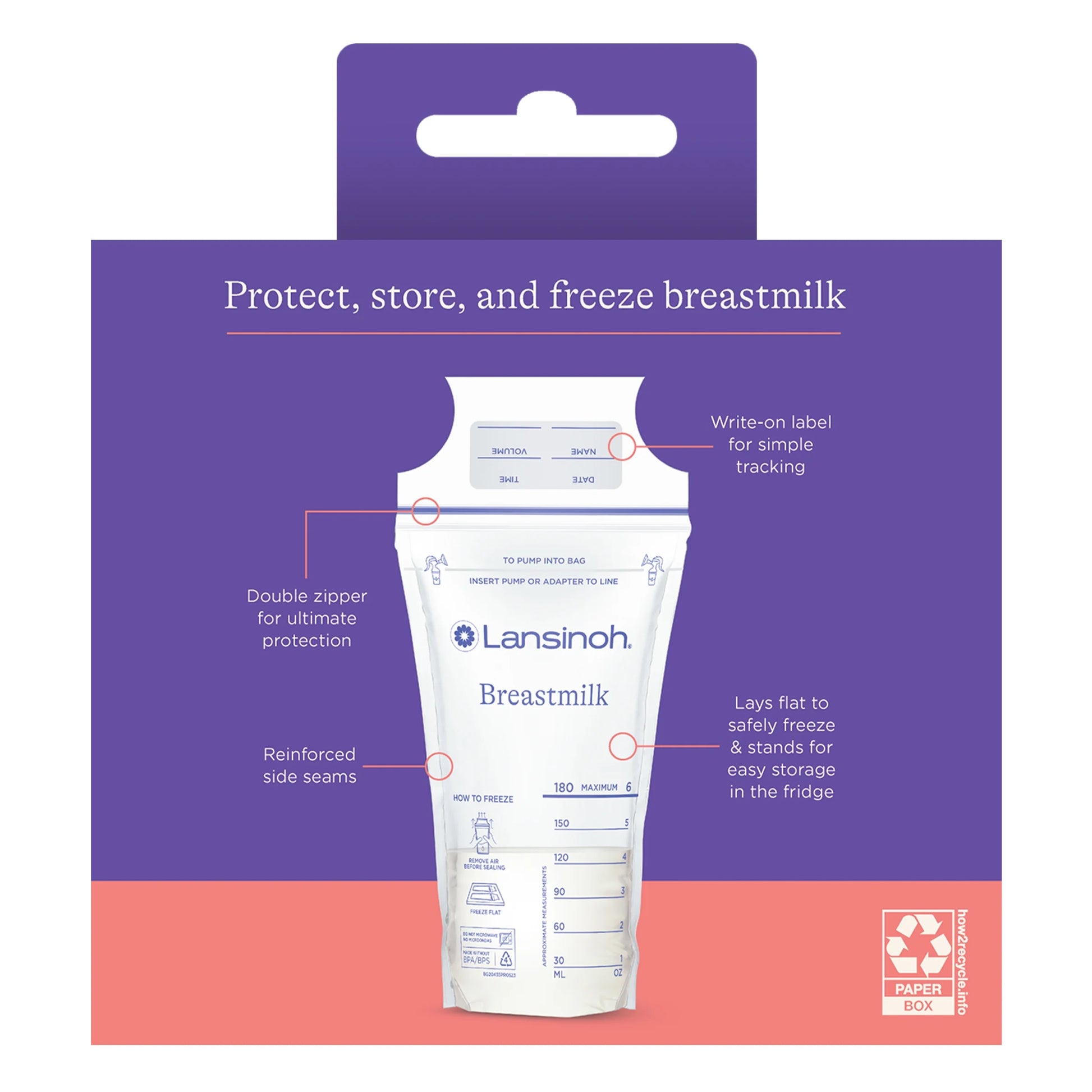 Breastmilk Storage Bags, 100 Count, Fast Freeze & Thaw, 6 Oz