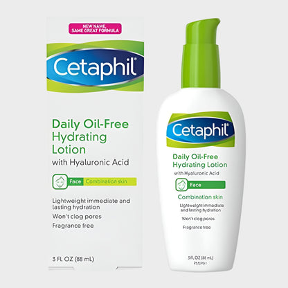 Face Moisturizer, Daily Oil-Free Hydrating Face Lotion with Hyaluronic Acid, 3 Oz Package May Vary