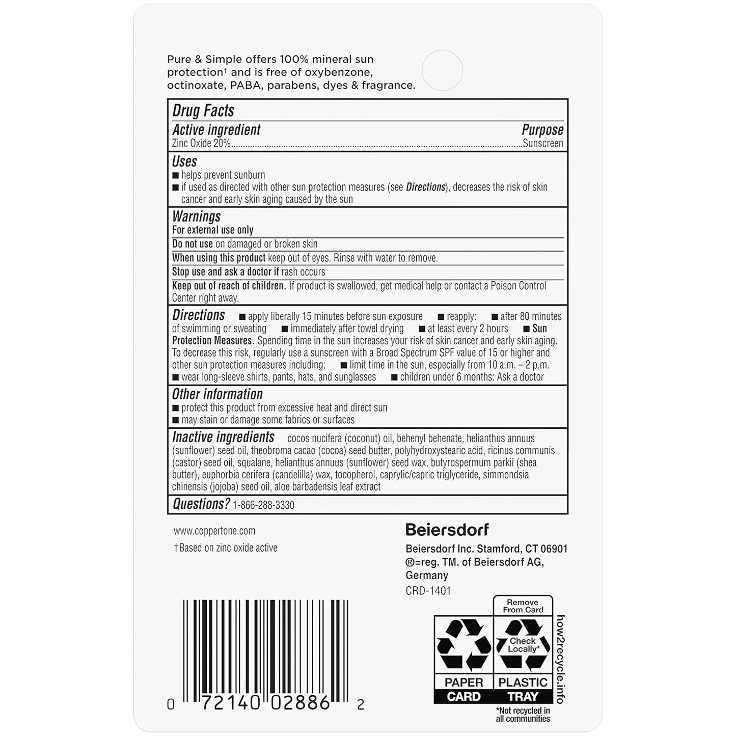 Pure and Simple Baby Sunscreen Stick SPF 50, Zinc Oxide Mineral Sunscreen for Baby, Body and Face, 0.49 Oz Stick