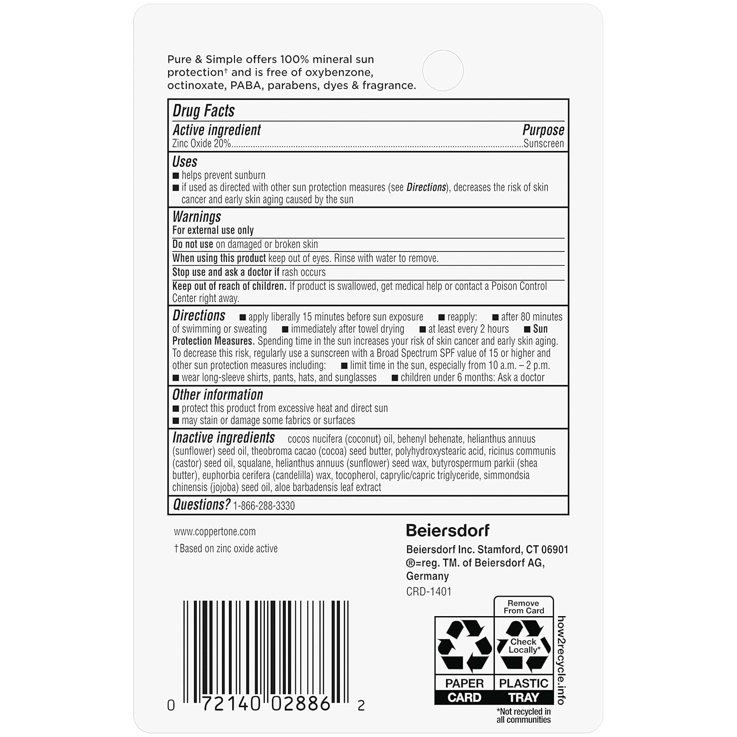 Pure and Simple Baby Sunscreen Stick SPF 50, Zinc Oxide Mineral Sunscreen for Baby, Body and Face, 0.49 Oz Stick